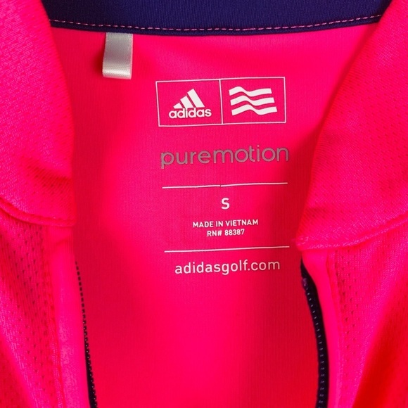 Adidas Pure Motion Women's Small Golf Shirt, Bright Pink, Zipper Neck - Picture 3 of 9